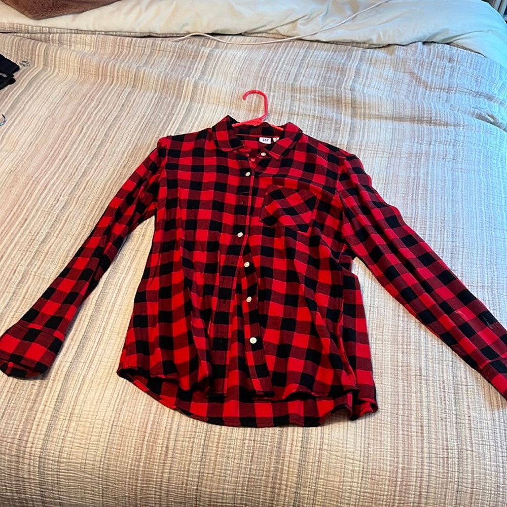 Small Red GAP Plaid Long Sleeve